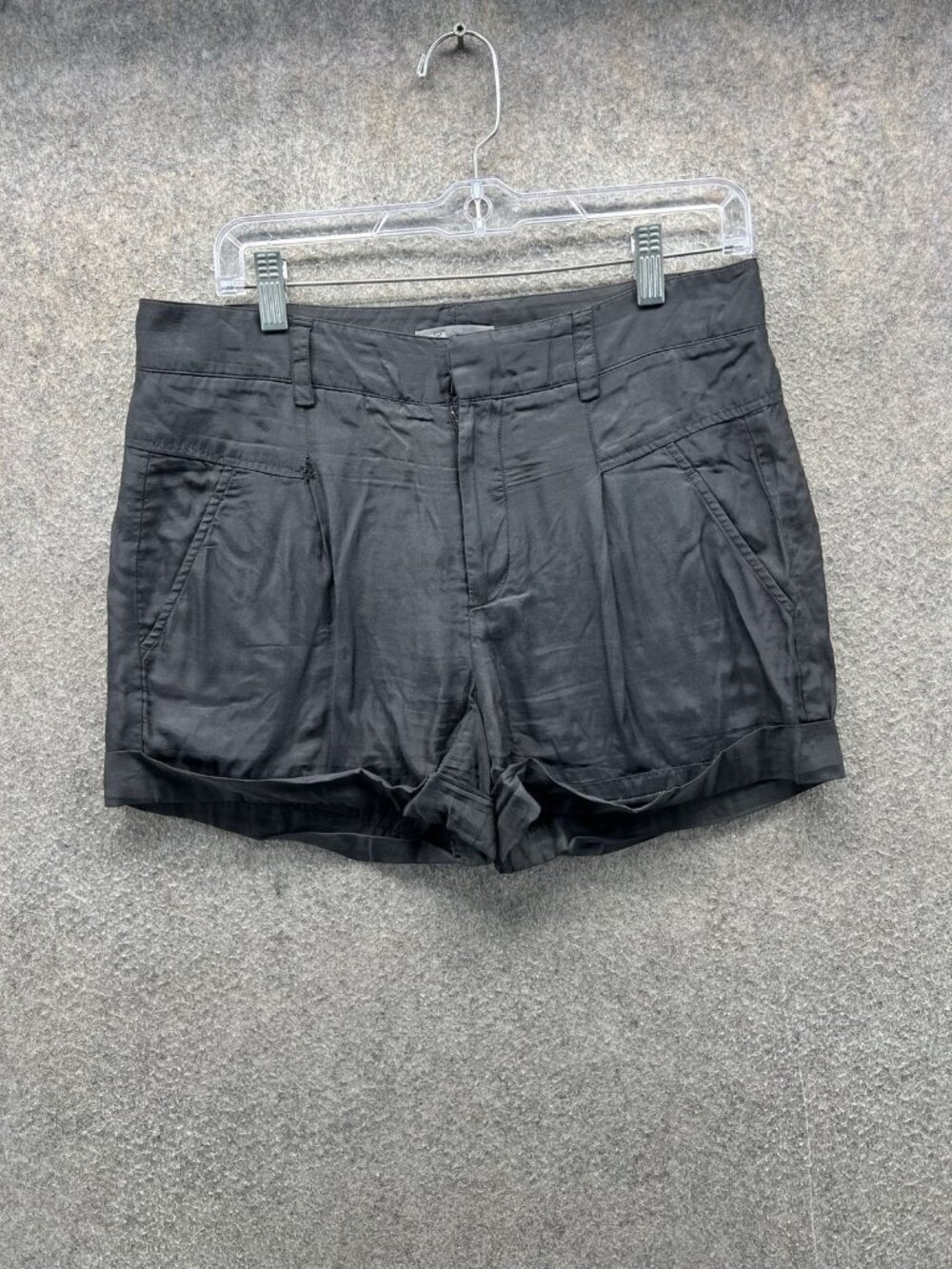 Vince Shorts Womens 4 Black Chino Twill Pleated Cuffed 3 Inseam Casual Summer